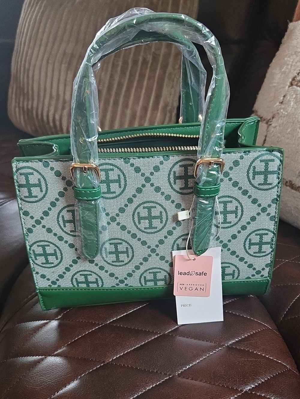 Vegan Green Patterned Small Tote Bag💚 NEW